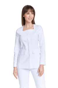 Fartuch medyczny damski z dekoltem Premium BIAŁY