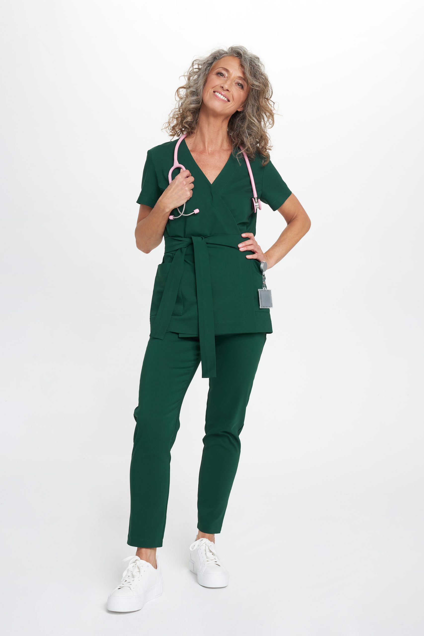 Dámské lékařské kalhoty Premium přilnavé Lahvově zelené