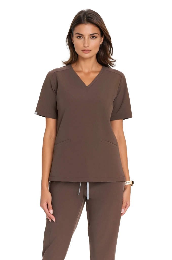 Bluzka medyczna damska scrubs Basic CHOCOLATE