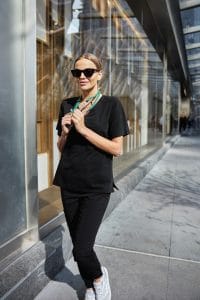 Női orvosi blúz műtősruha alap FEKETE