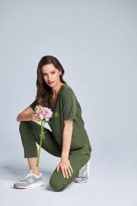 Női orvosi blúz műtősruha alap KHAKI