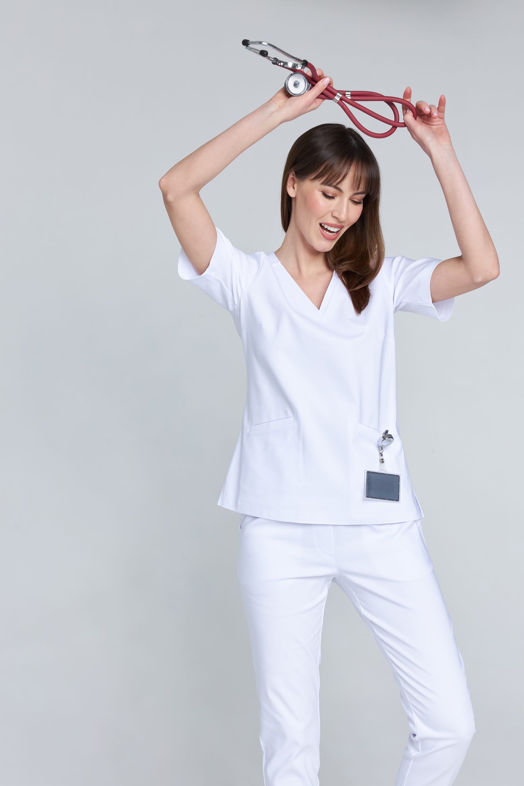 Women’s medical blouse scrubs premium WHITE