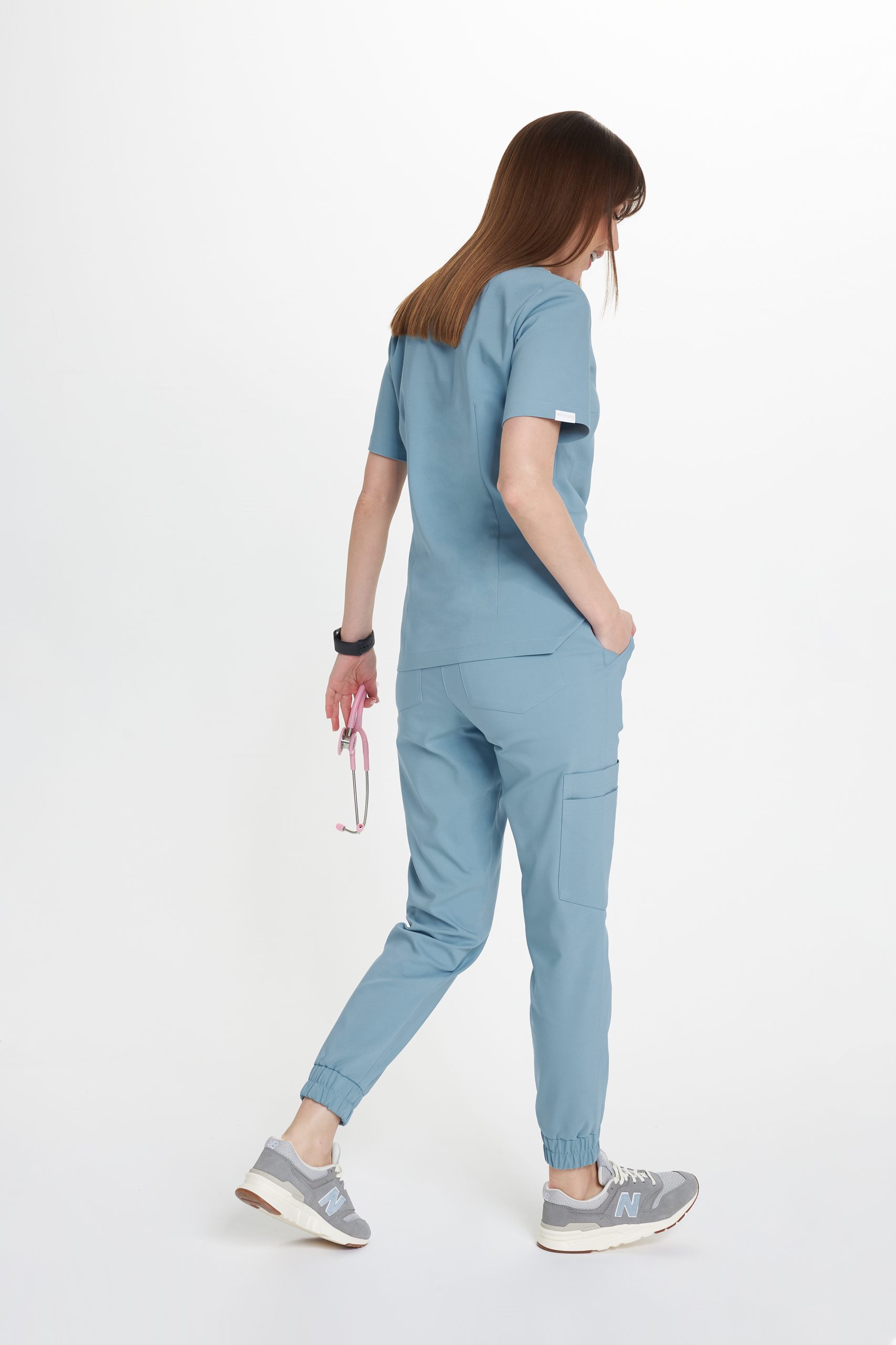 Bluzka medyczna damska scrubs Premium BŁĘKITNA