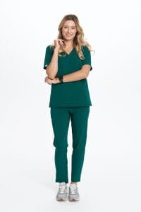 Bluzka medyczna damska scrubs Basic BUTELKOWA ZIELEŃ