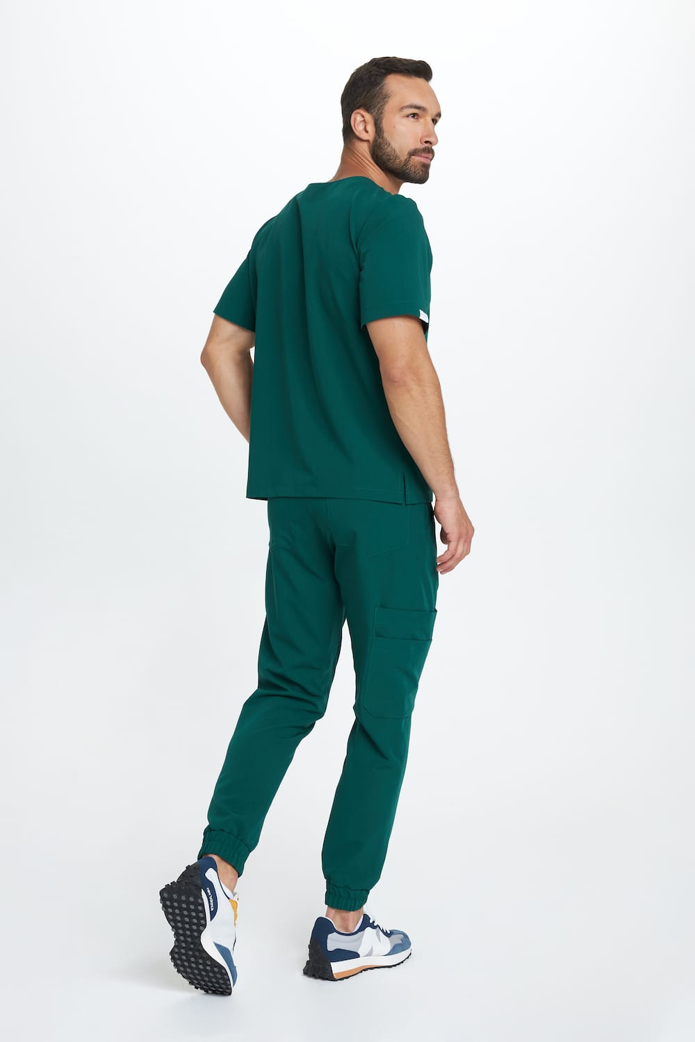 Men’s medical blouse scrubs basic bottle green