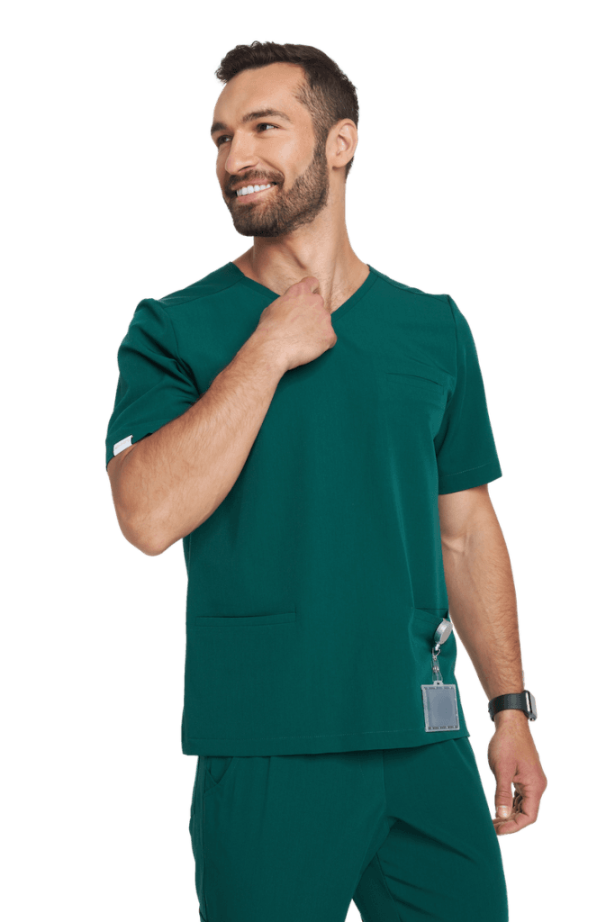 Bluzka medyczna męska scrubs Basic BUTELKOWA ZIELEŃ