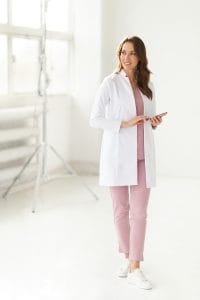 Camice medico classico da donna, colore bianco premium