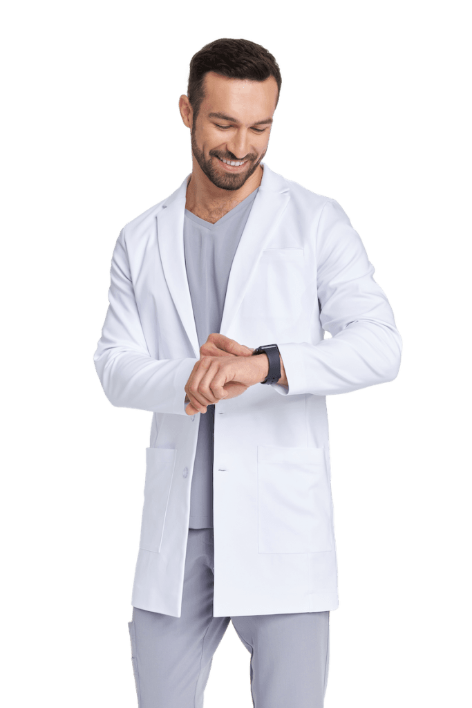 Klasyczny fartuch lekarski męski Premium BIAŁY