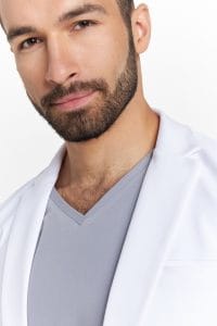 Klasyczny fartuch lekarski męski Premium BIAŁY