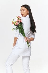 Camice medico legato da donna Premium WHITE