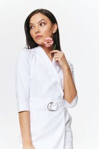 Camice medico legato da donna Premium WHITE