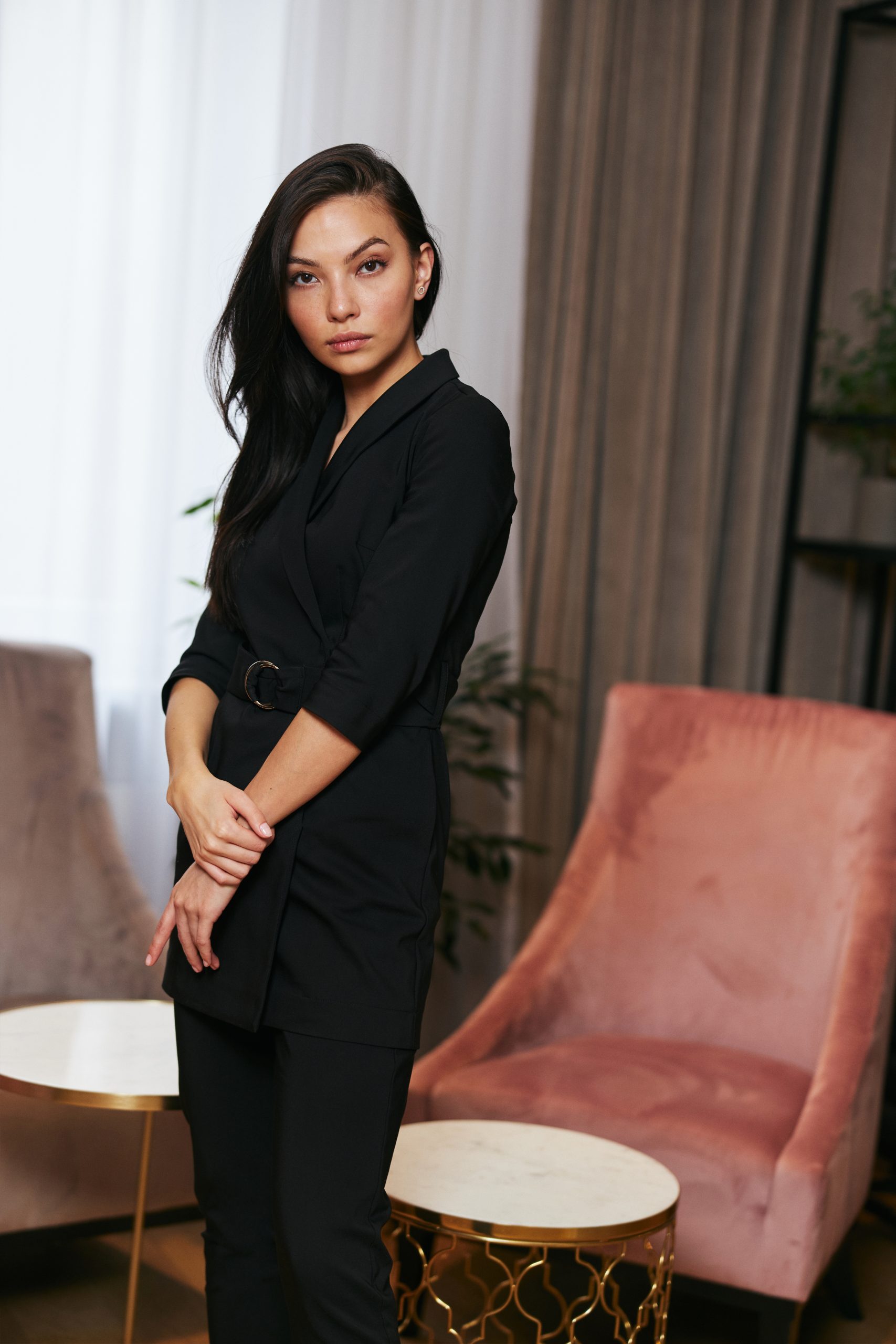 Camice medico legato da donna Premium NERO