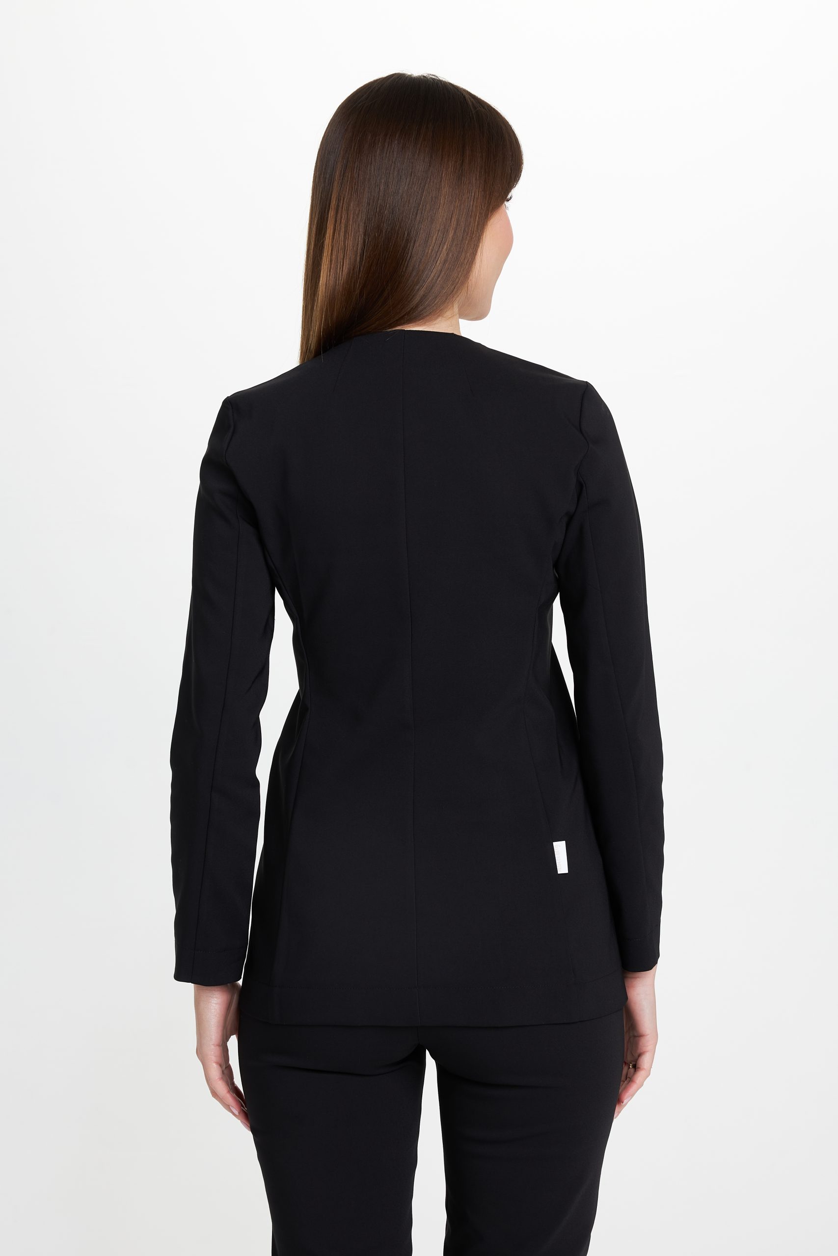 Női orvosi köpeny prémium nyakkivágással BLACK