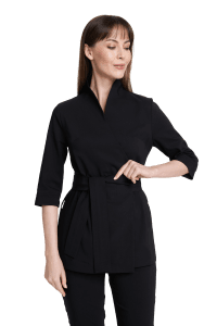 Women’s medical apron with premium collar BLACK