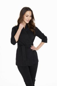 Women’s medical apron with premium collar BLACK