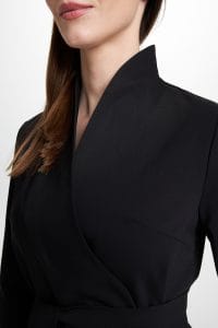 Women’s medical apron with premium collar BLACK