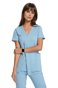 Dámska lekárska spojková tunika s krátkymi rukávmi Premium BLUE