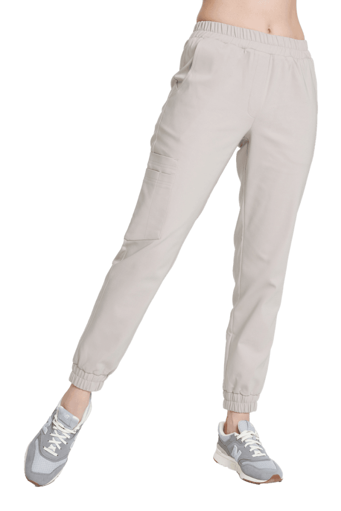 Spodnie medyczne damskie joggery scrubs Premium JASNY BEŻ