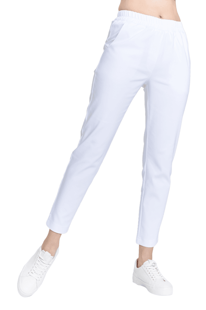 Spodnie medyczne damskie PROSTE scrubs Premium BIAŁE