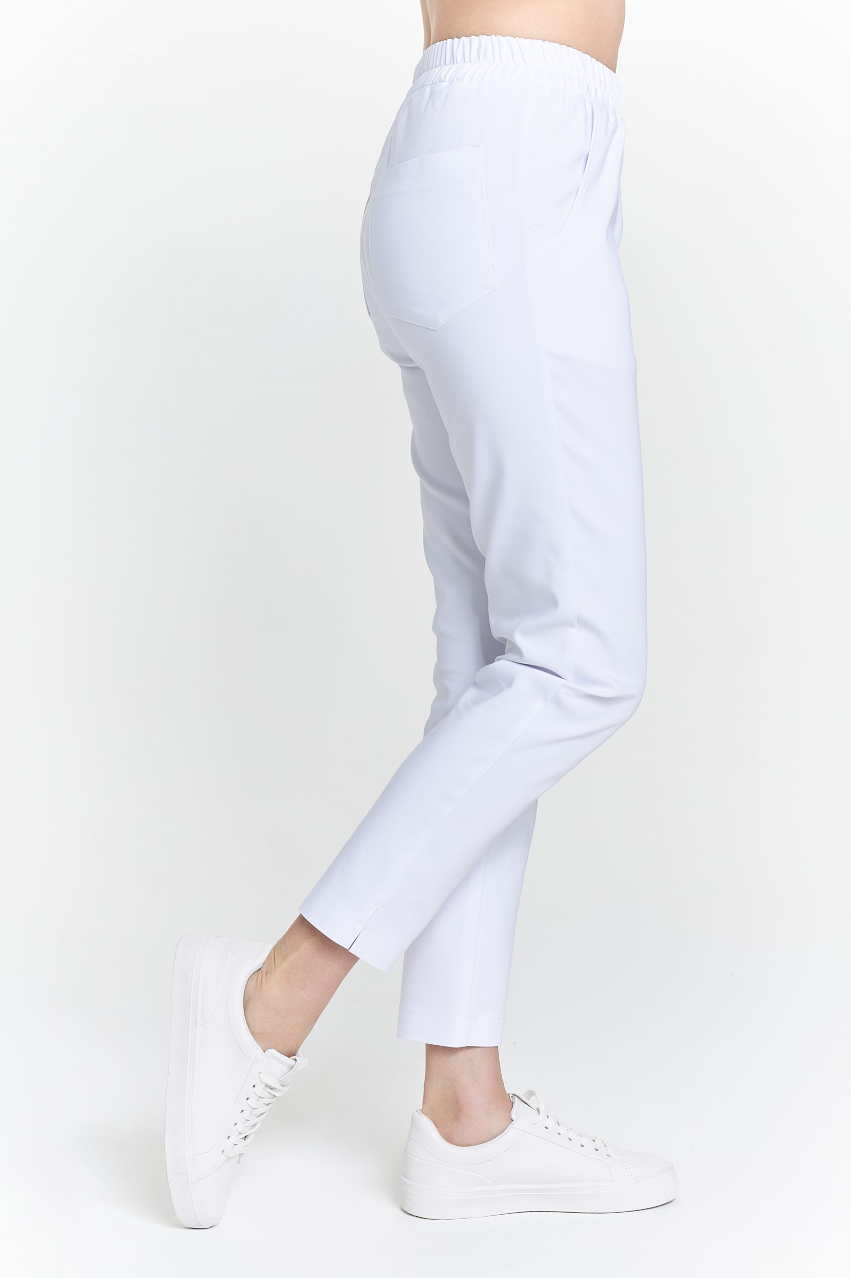 Spodnie medyczne damskie PROSTE scrubs Premium BIAŁE