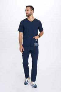 Camicetta medica da uomo scrubs basic blu navy