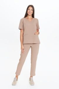 Dámske lekárske nohavice PROSTE scrubs Basic CAPPUCCINO