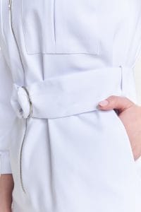 Lekárske šaty so zipsom Premium WHITE