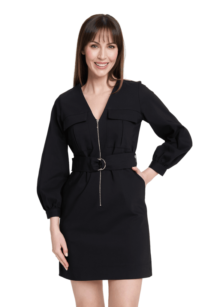 Sukienka medyczna z zamkiem Premium CZARNA