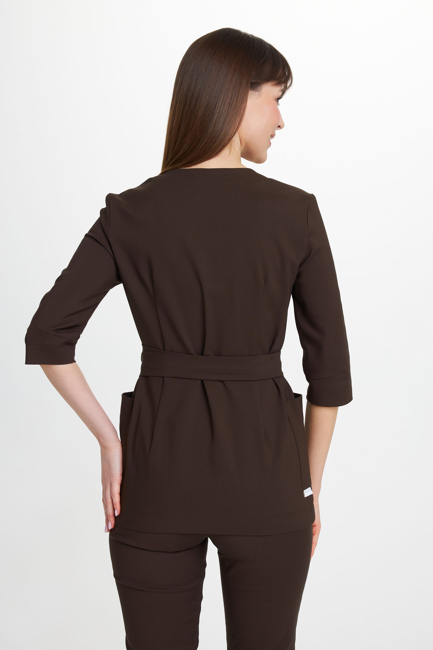 Women’s medical envelope tunic premium CHOCOLATE