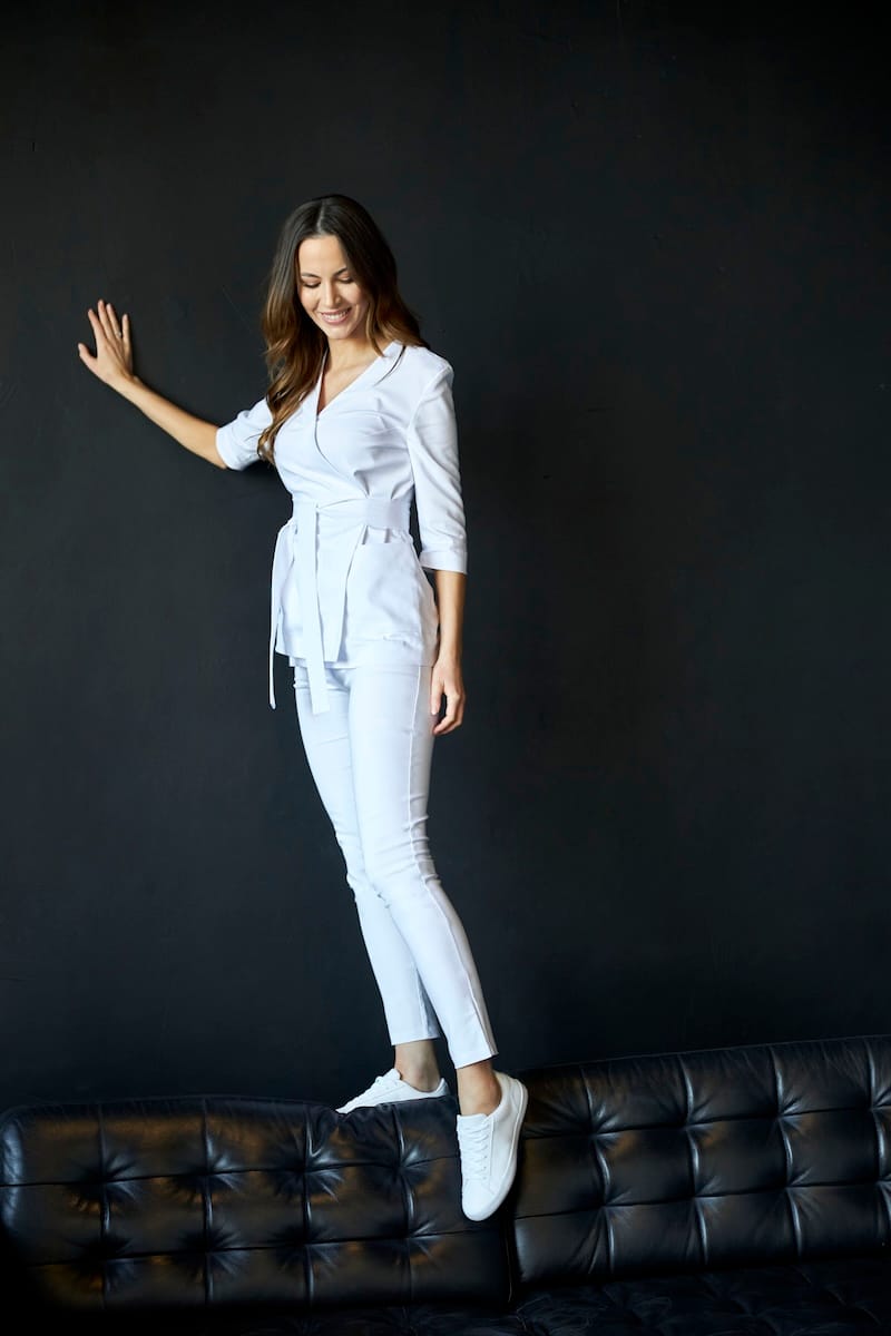 Dámská lékařská obálková tunika Premium BÍLÁ