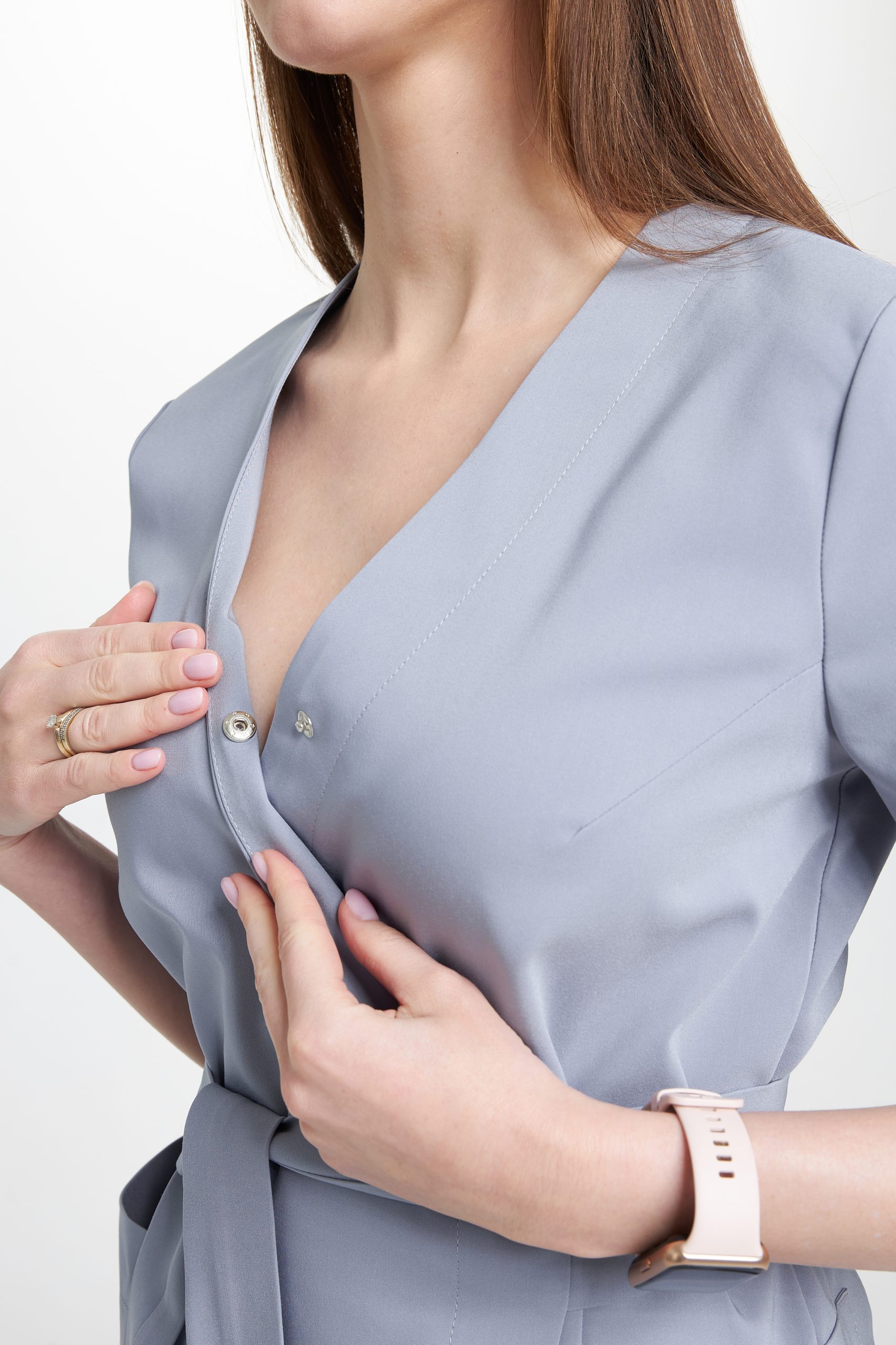 Tunika medyczna kopertowa damska Premium SZARA