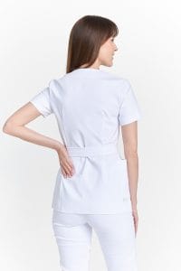 Dámska lekárska obálková tunika s krátkymi rukávmi Premium WHITE