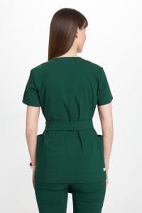 Dámska lekárska obálková tunika s krátkymi rukávmi Premium BOTTLE GREEN