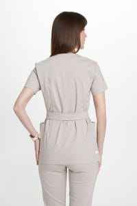 Tunika medyczna kopertowa damska z krótkim rękawem Premium JASNY BEŻ