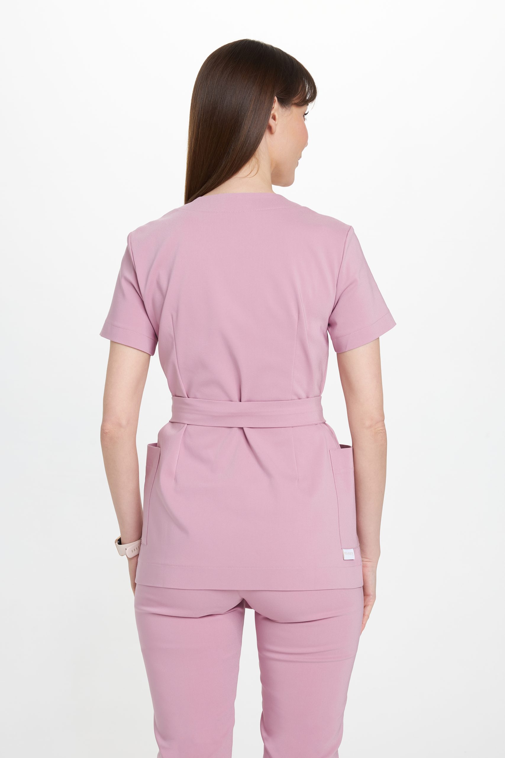 Tunika medyczna kopertowa damska z krótkim rękawem Premium LILARÓŻ