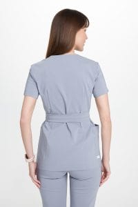 Dámska lekárska obálková tunika s krátkymi rukávmi Premium Grey