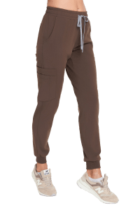 Spodnie medyczne damskie joggery scrubs Basic CHOCOLATE