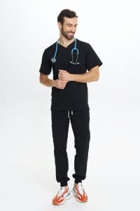 Pantaloni medici da uomo joggers scrubs basic NERO