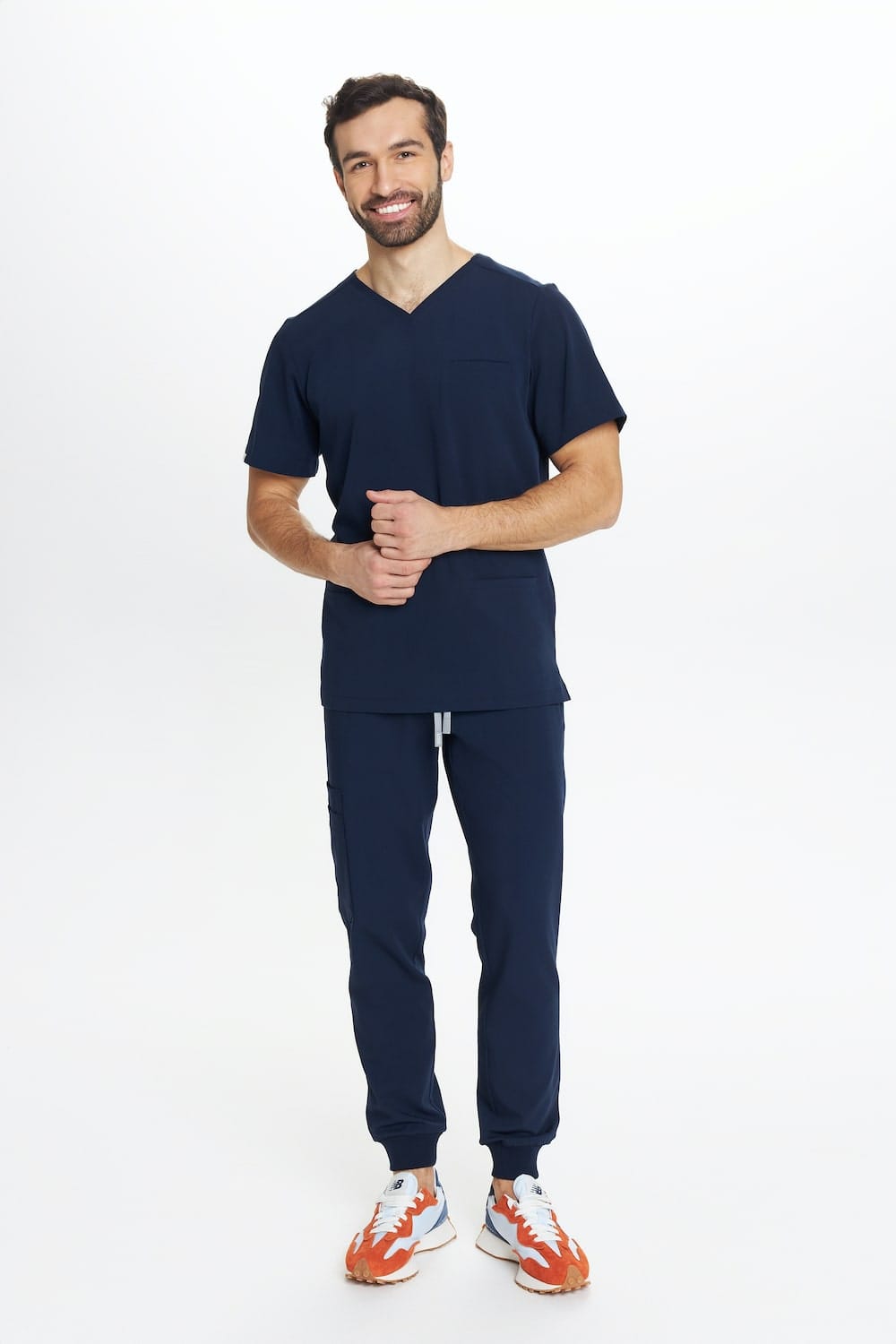 Pánske lekárske nohavice joggers scrubs basic navy blue