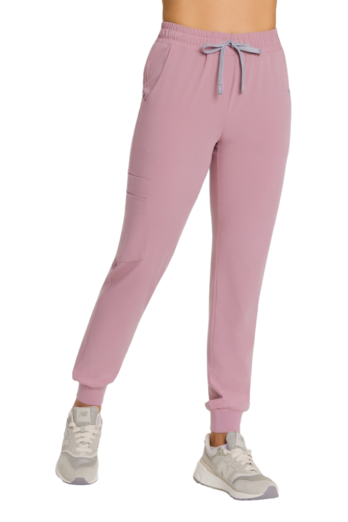 Spodnie medyczne damskie joggery scrubs Basic RÓŻ ANGIELSKI