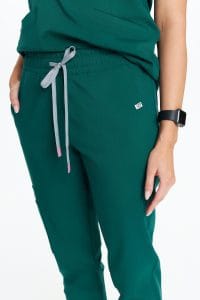 Lekárske nohavice dámske joggery scrubs Basic Bottle green