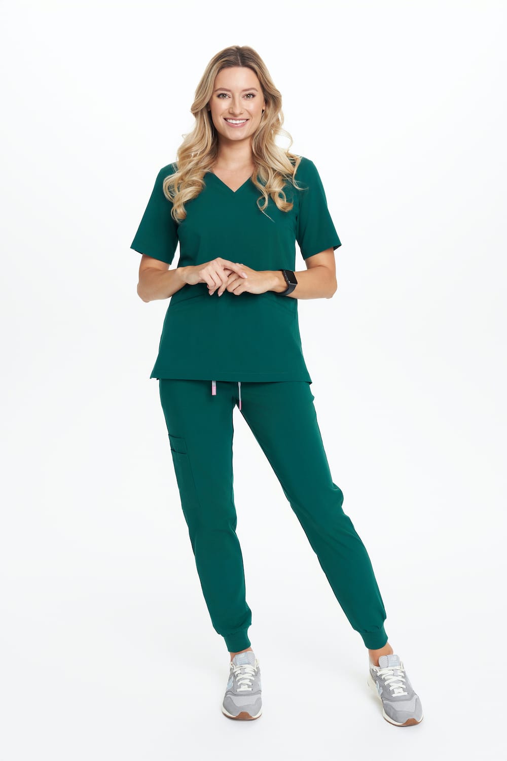 Lekárske nohavice dámske joggery scrubs Basic Bottle green