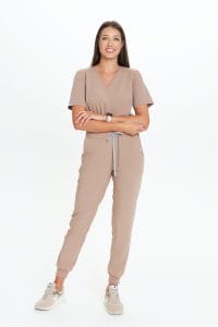 Women’s medical jogger pants scrubs basic CAPPUCCINO