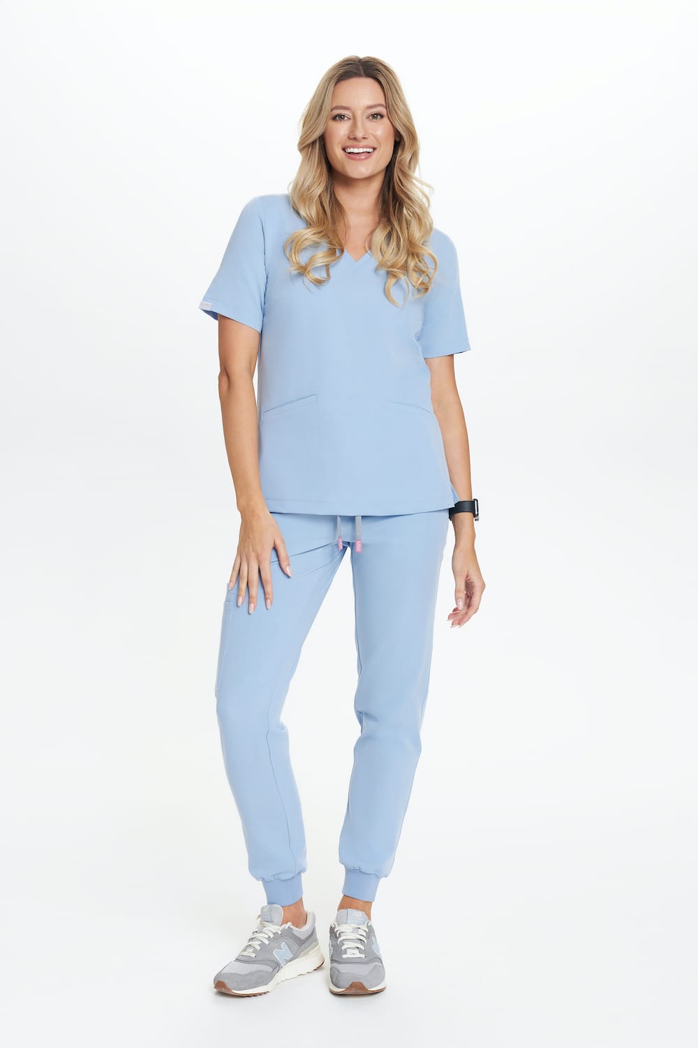 Spodnie medyczne damskie joggery scrubs Basic CRYSTAL BLUE