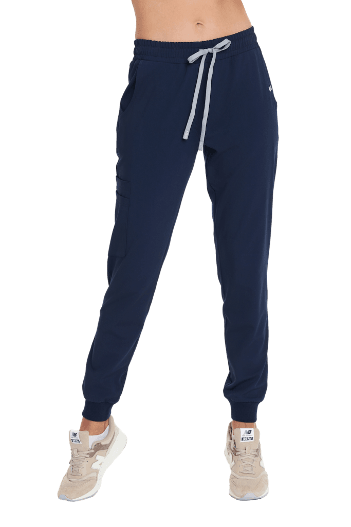 Spodnie medyczne damskie joggery scrubs Basic GRANAT