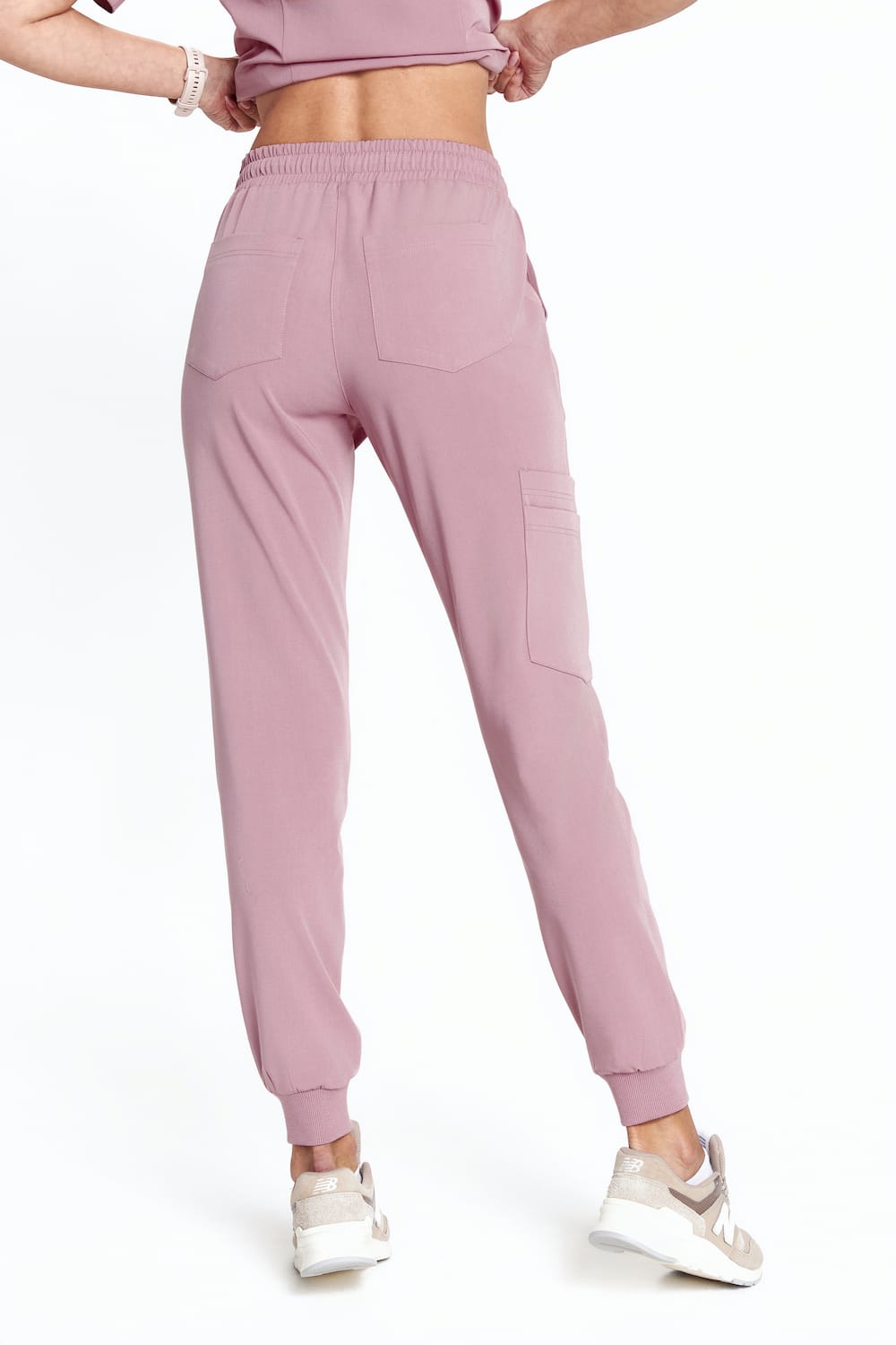 Spodnie medyczne damskie joggery scrubs Basic RÓŻ ANGIELSKI