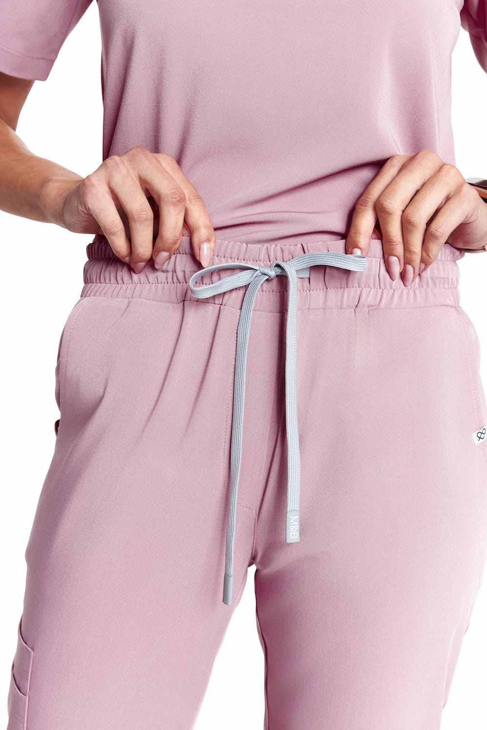 Spodnie medyczne damskie joggery scrubs Basic RÓŻ ANGIELSKI