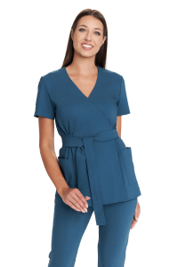 Dámska zdravotná obálková tunika s krátkymi rukávmi Premium MARINE