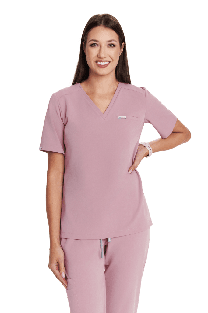 Bluzka medyczna damska scrubs Basic One Pocket RÓŻ ANGIELSKI