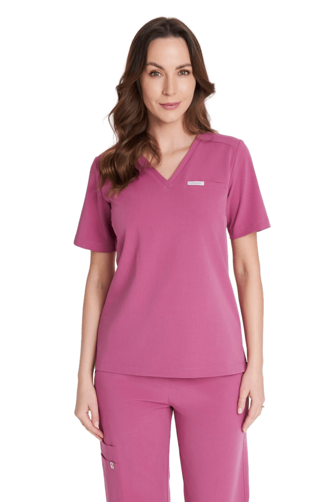 Bluzka medyczna damska SCRUBS Basic One Pocket MALINA